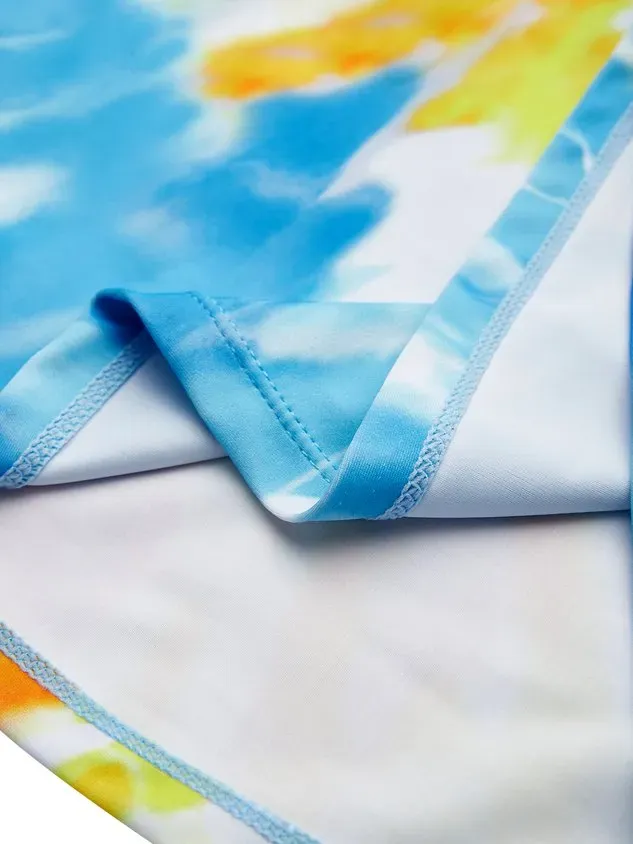 Casual Tie-Dye Pattern Printing Spaghetti Tankinis Two-Piece Set