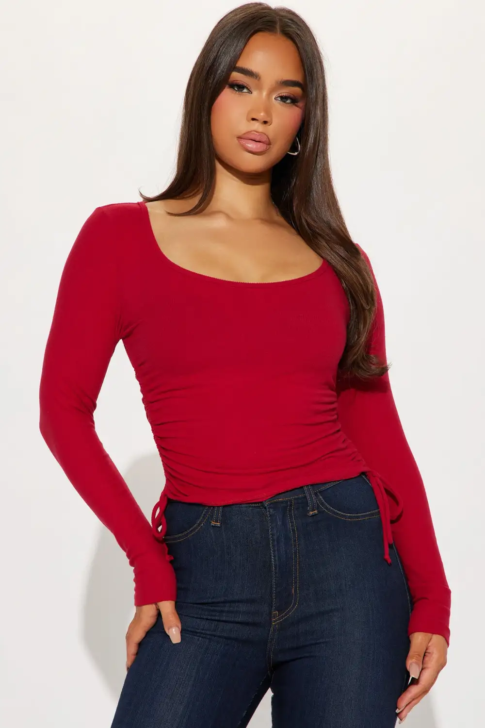 Jamie Ruched Top - DarkRed