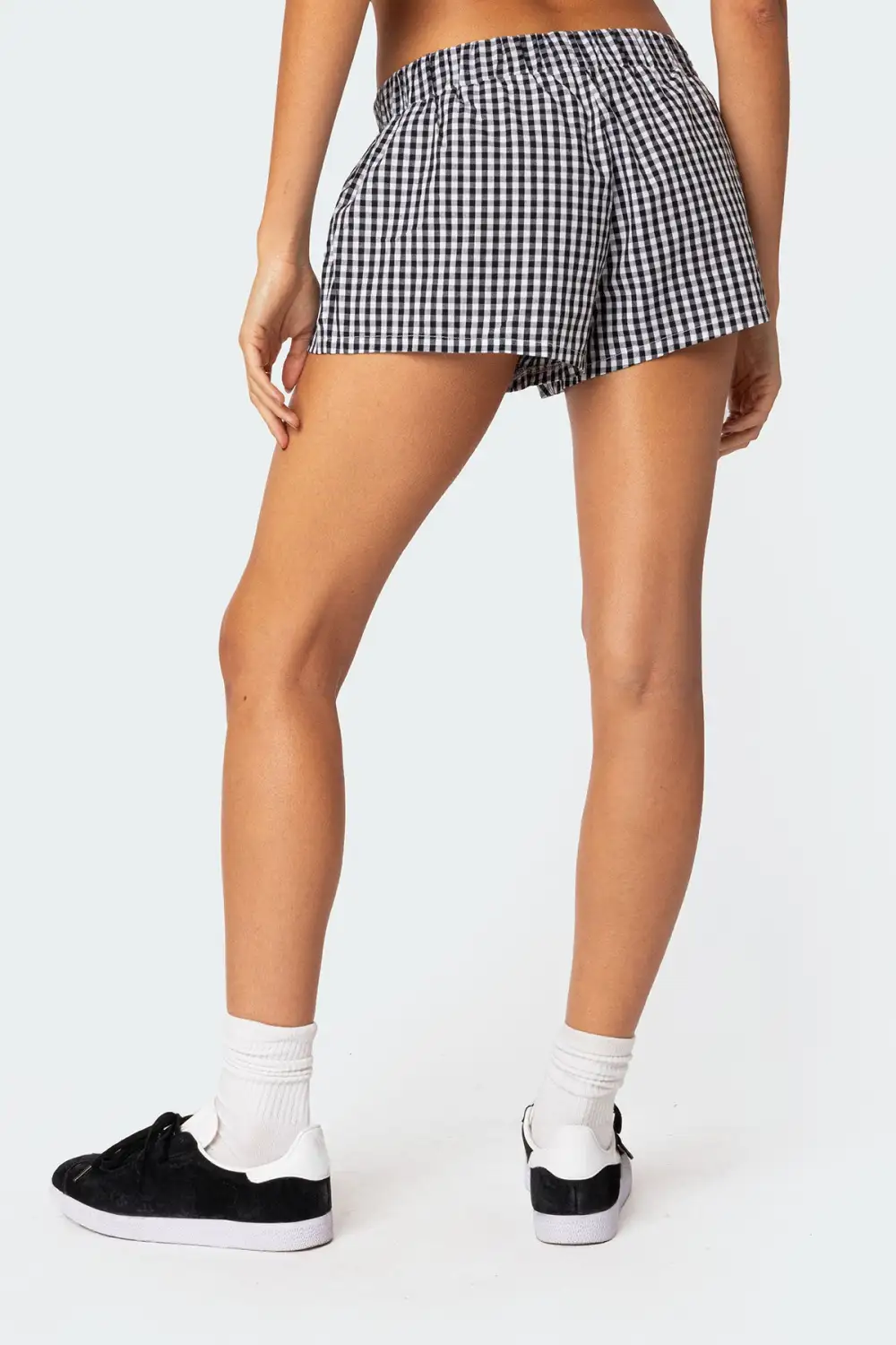 Checkered Elastic Waist Shorts