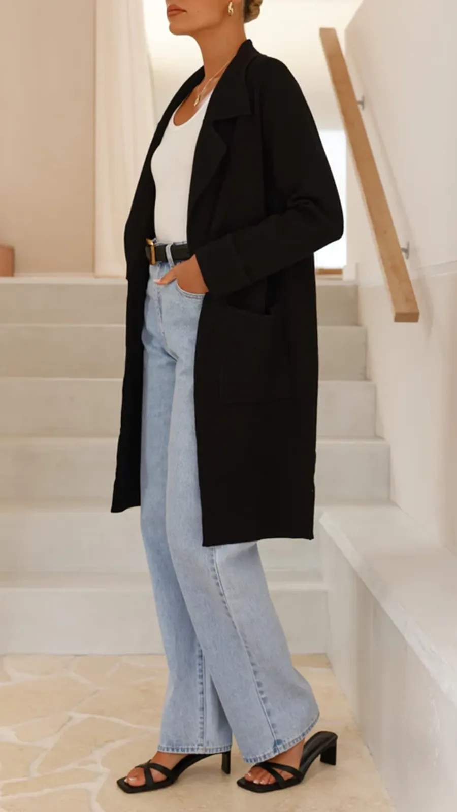 Black Simple Mid-Length Jacket