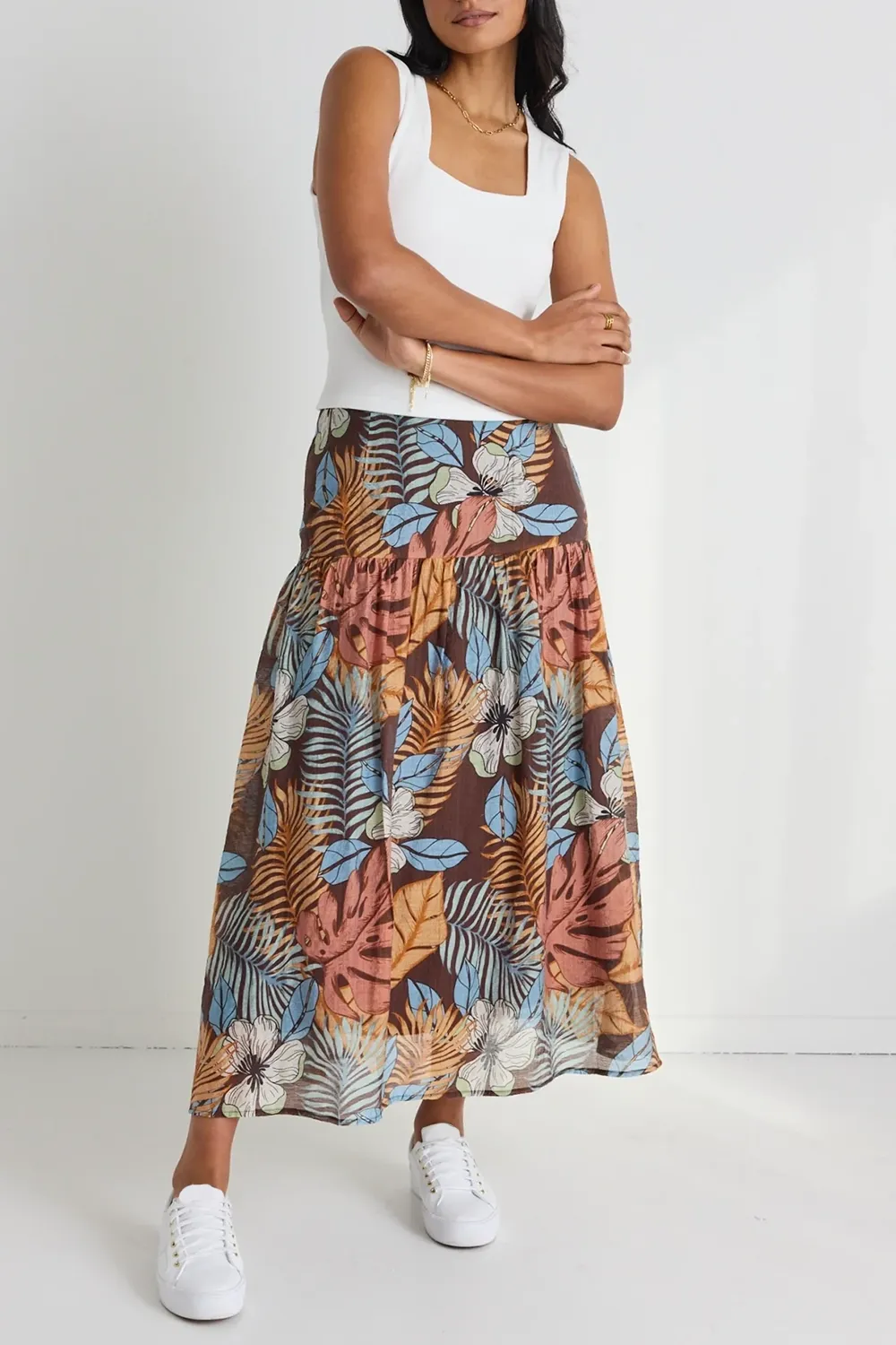 Floral Print Large Hem Vacation Skirt