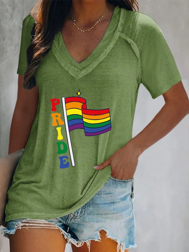 Women'S  Pride V-Neck Short-Sleeved T-Shirt