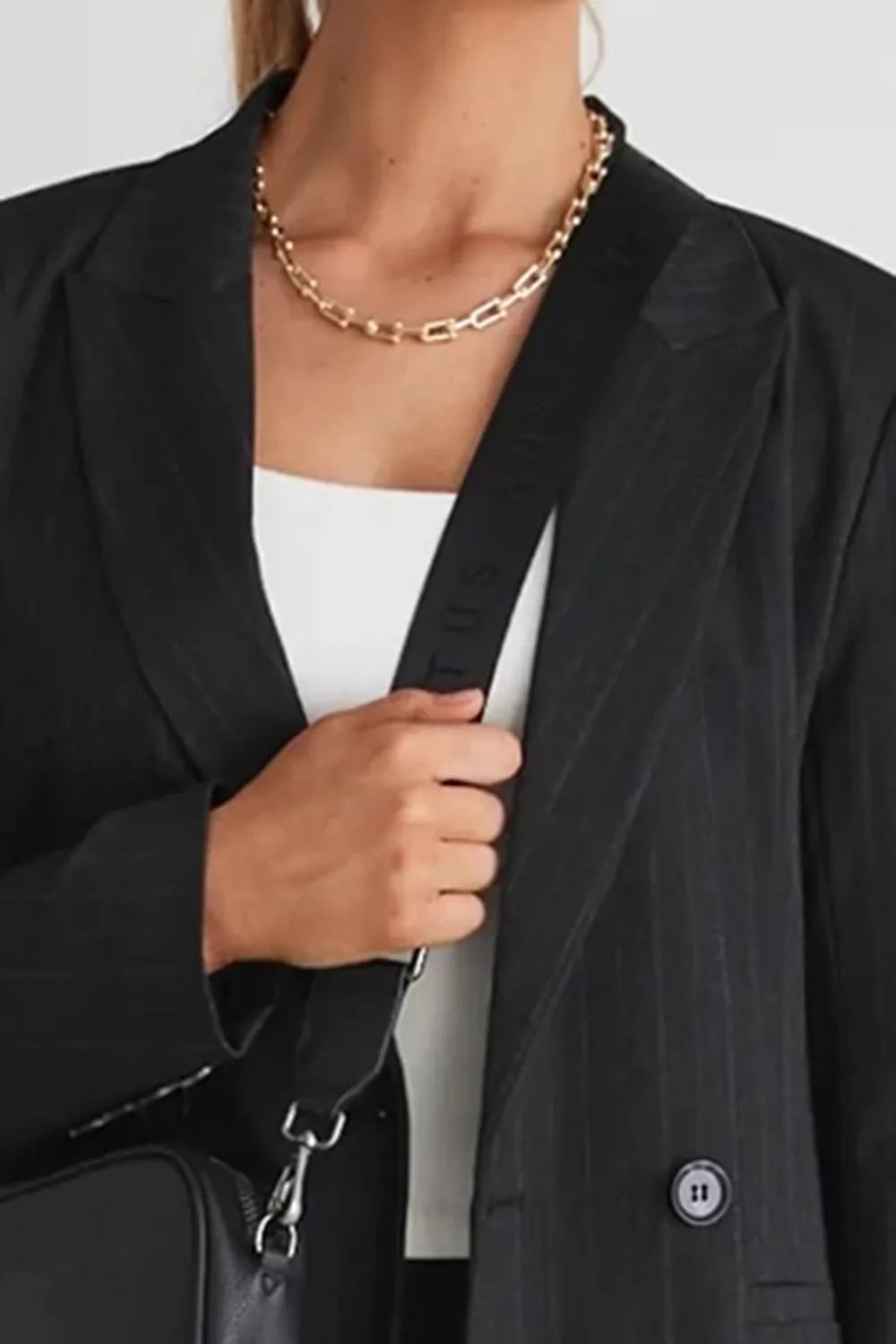 Charcoal Pinstripe Double Breasted Blazer