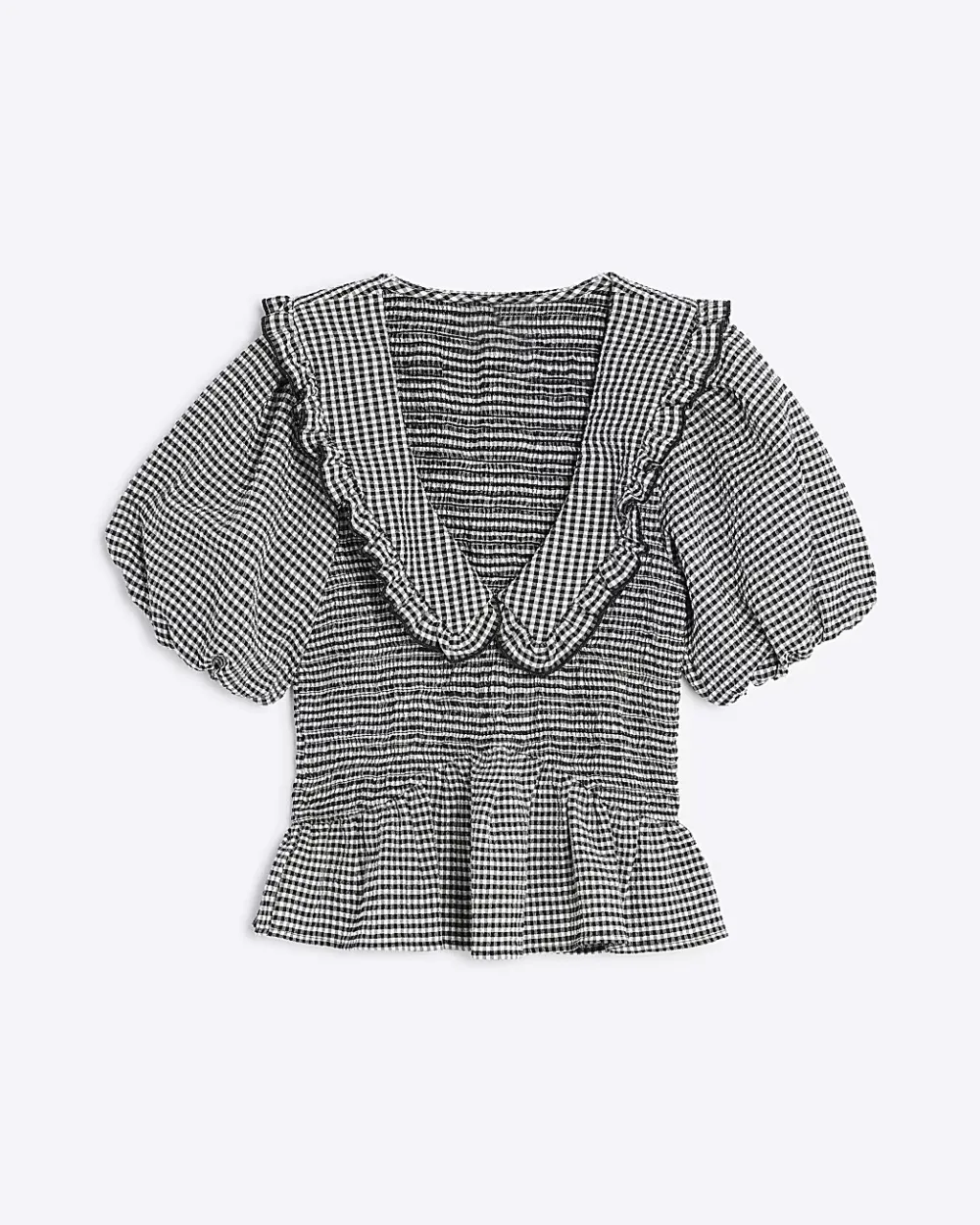 V-Neck Plaide Checkered Fashion Lapel Top
