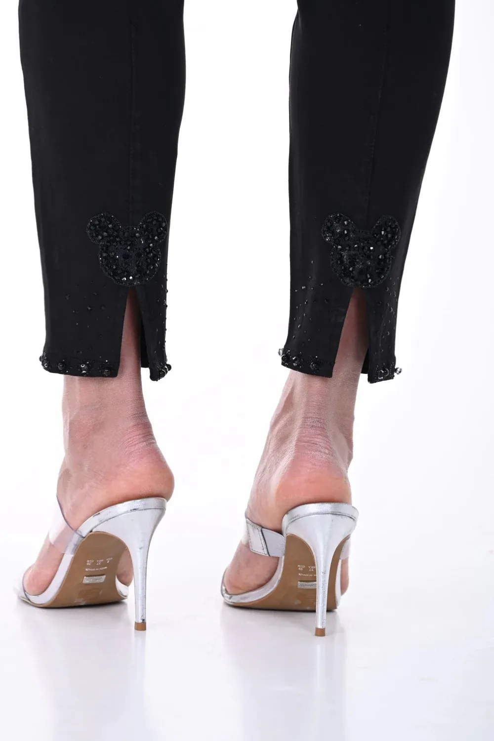 Black Denim Jeans with Heart Detail