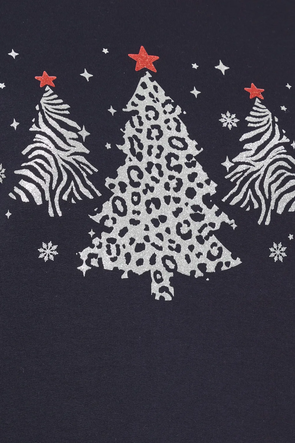 YOURS Curve Navy Blue Metallic Christmas Tree Sweatshirt