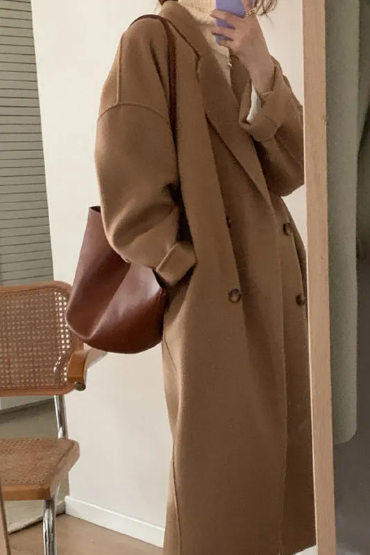 Double Face Faux Woolen Lapel Coat