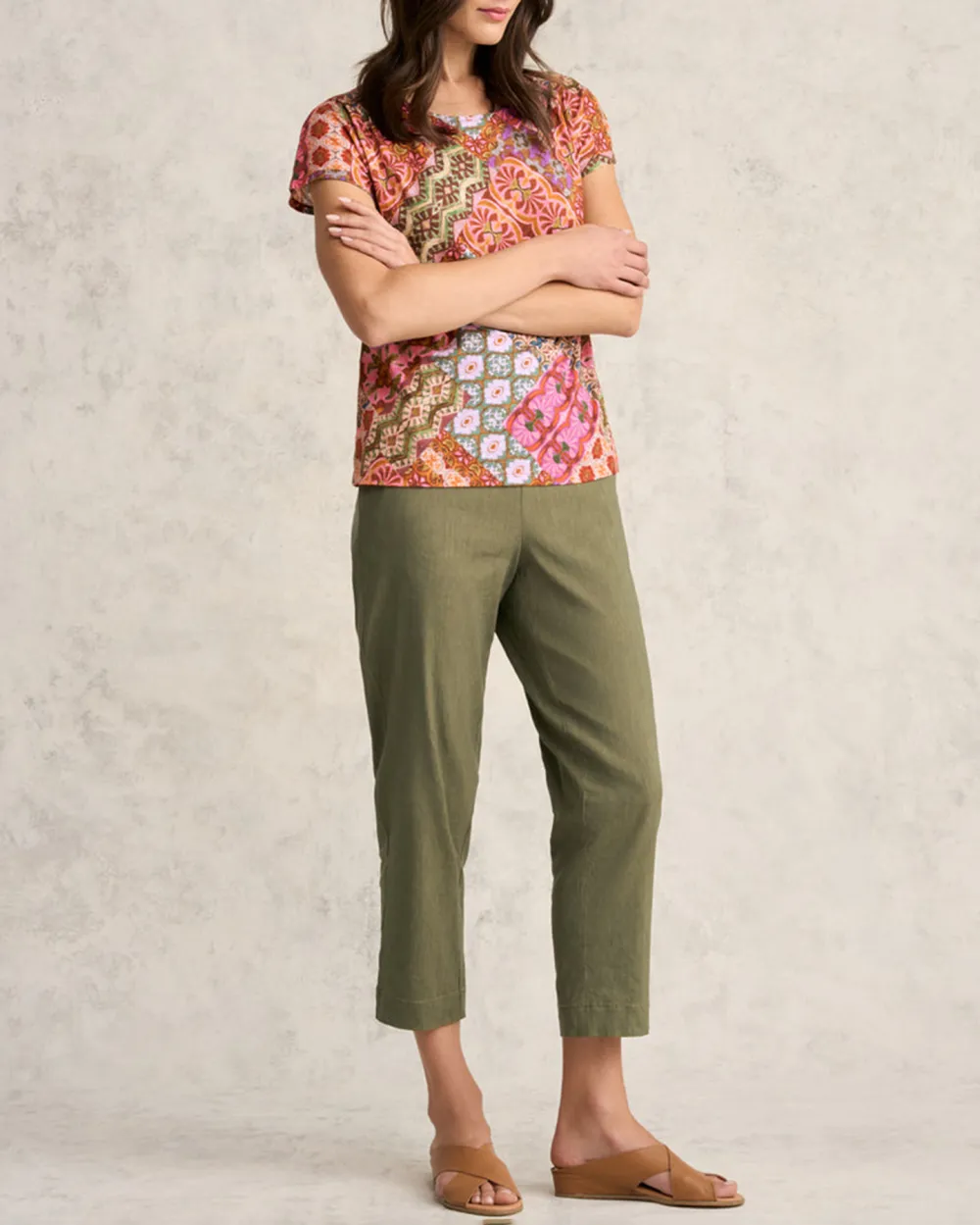 Short Sleeve Patchwork Print Blouse