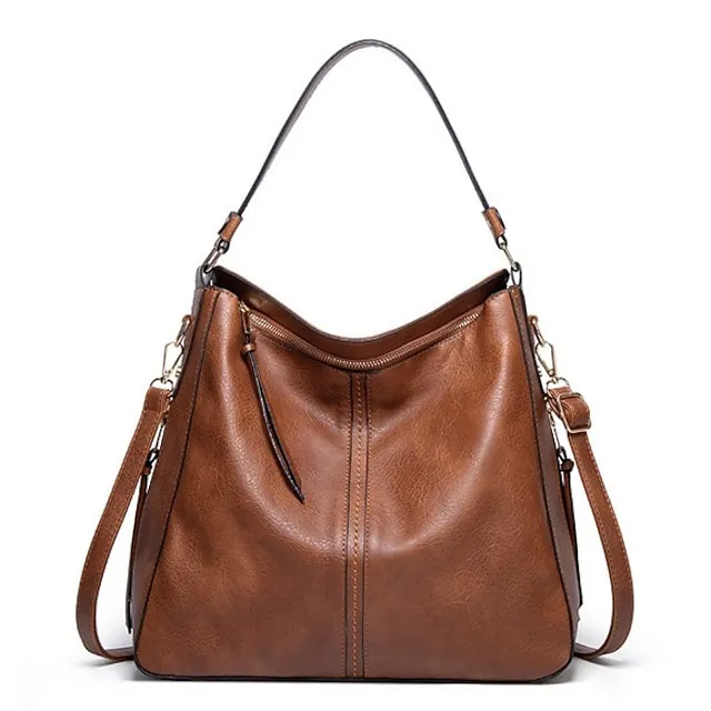 Women's Waterproof Top Handle Bag Hobo Bag PU Leather Daily Solid Color Black Red Brown