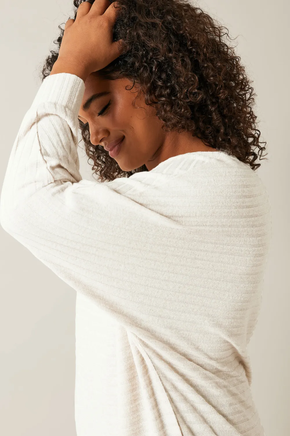 EVANS Curve Cream Ribbed Soft Touch Jumper