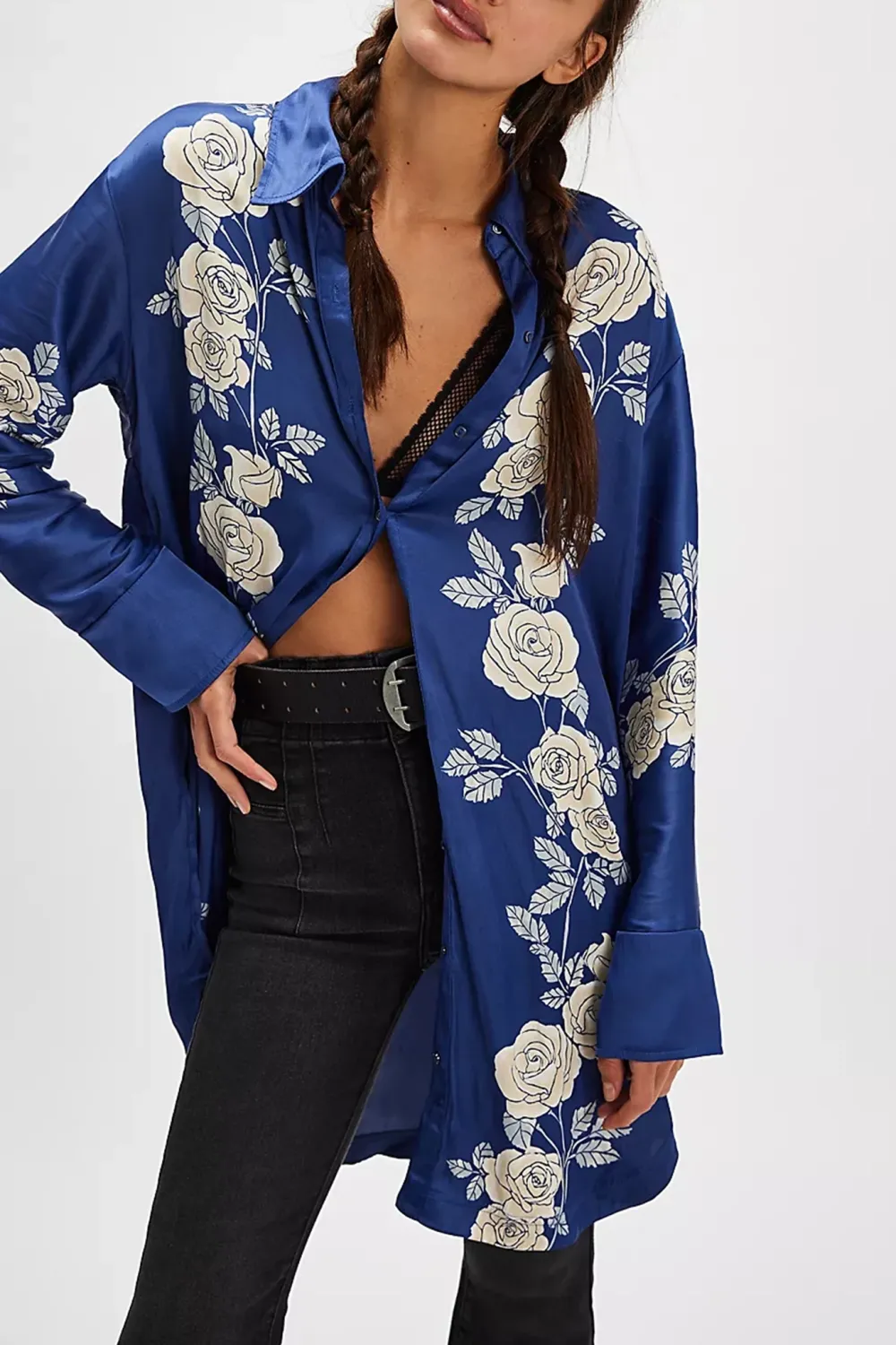 Floral Print Button Front Shirt