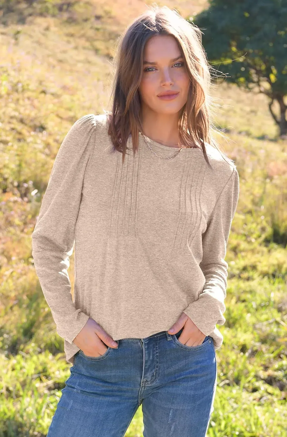 WIHOLL Blouses for Womens Dressy Casual 2024 Fall Tops Long Sleeve Shirts Loose Fit Tunics