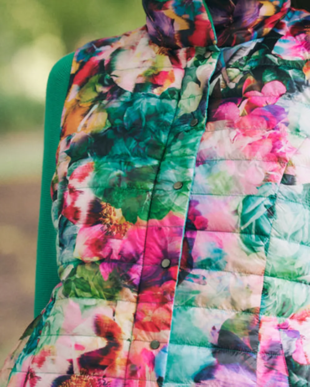 Floral Print Quilted Vest