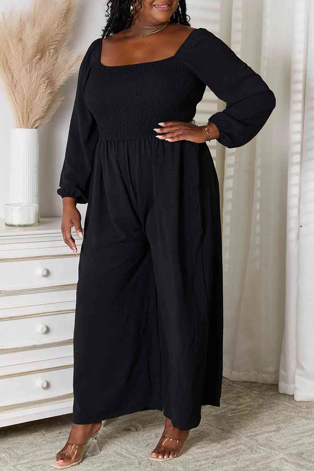 Black Minimalism Tasteful Off-The-Shoulder Jumpsuit