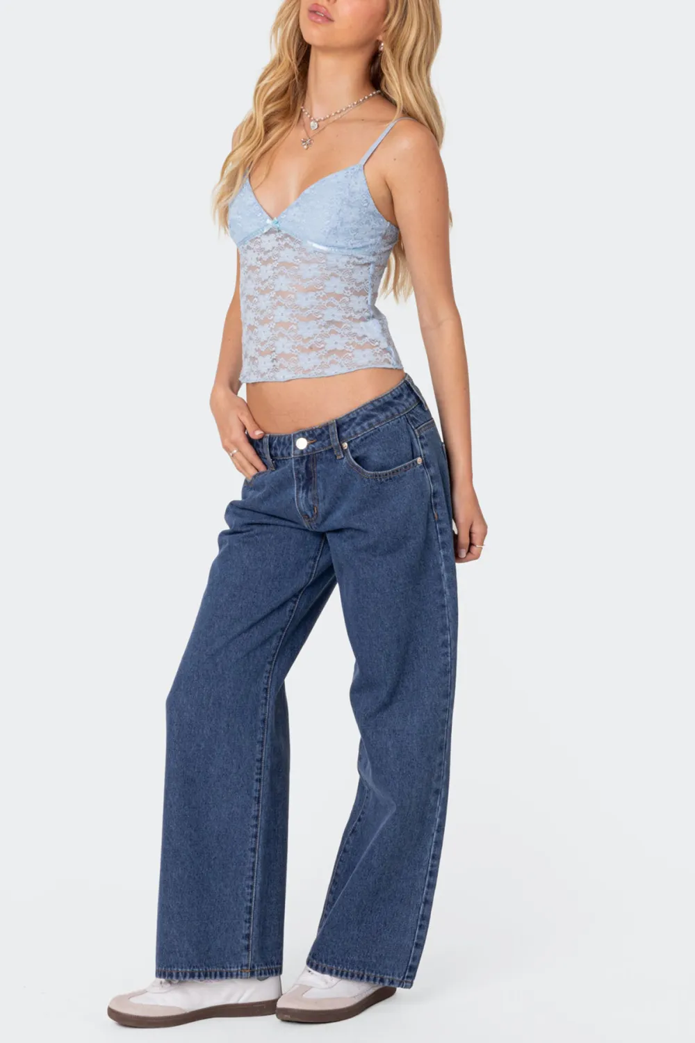 Bow Transparent Lace Tank Top