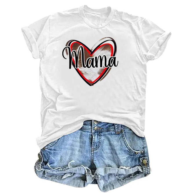 Women's Love Pattern Round Neck T-shirt