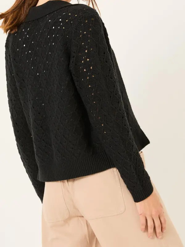 Lilah Black Pointelle Knitted Cardigan