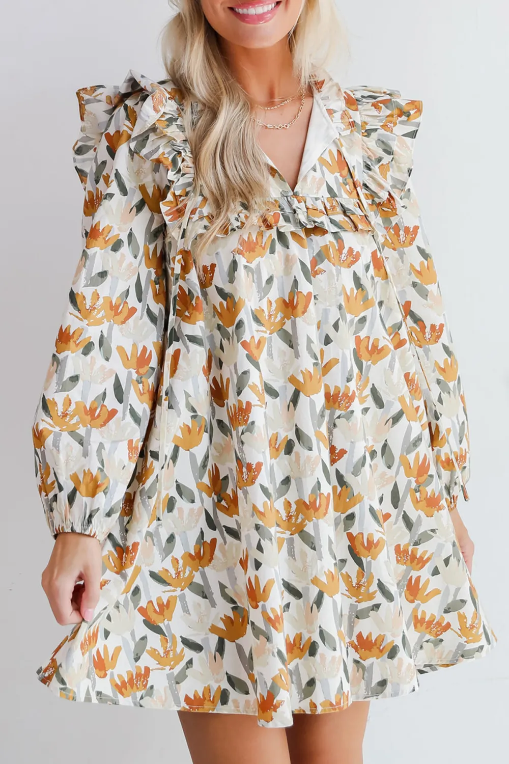 Delightful Crush Cream Floral Mini Dress