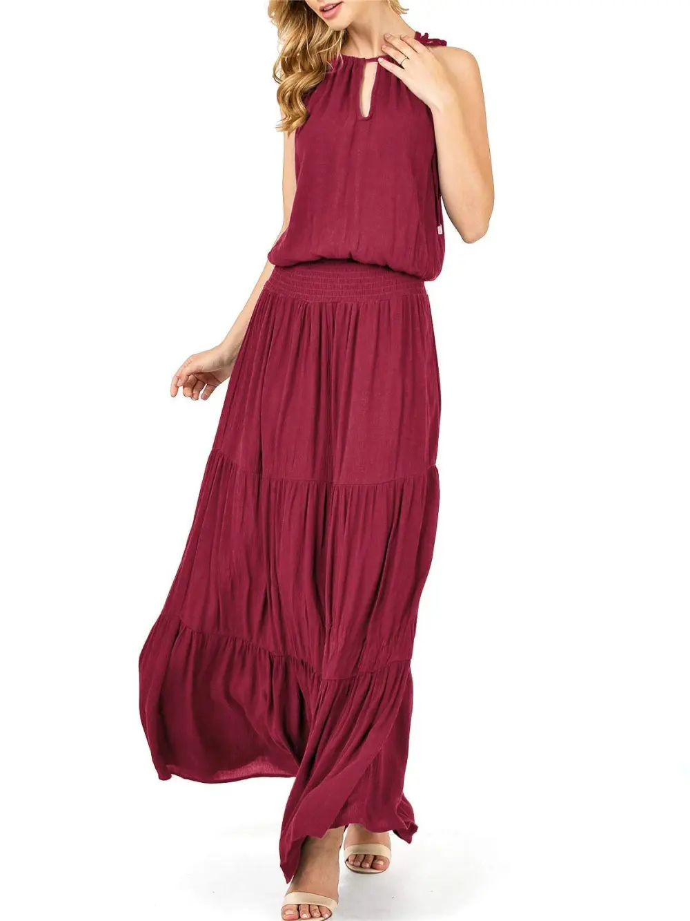 Tiered Halter Maxi Dress