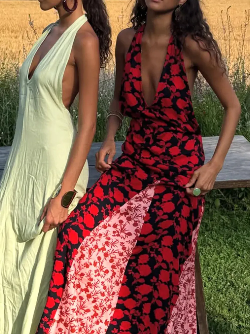 Casual Style V-neck Floral Dress