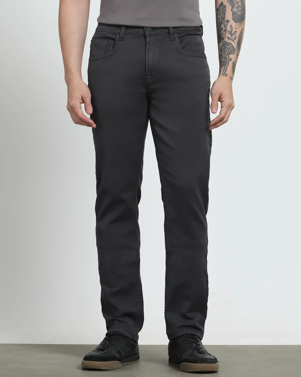 Classic Comfortable Straight Grey Jeans