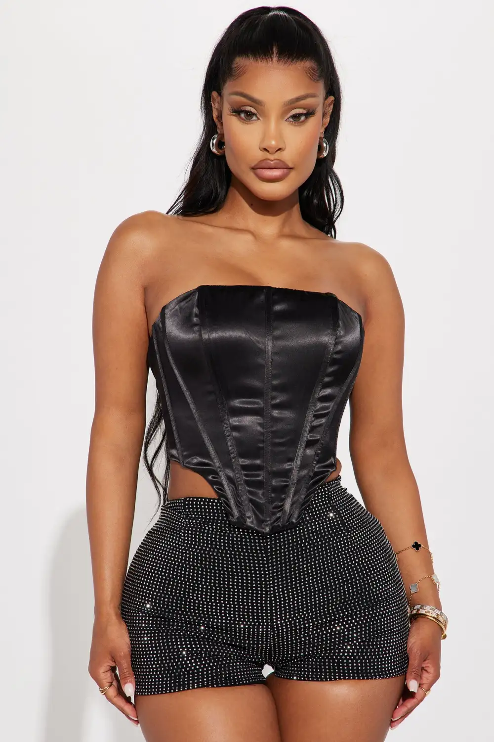 Happily Ever After Satin Corset Top - Black