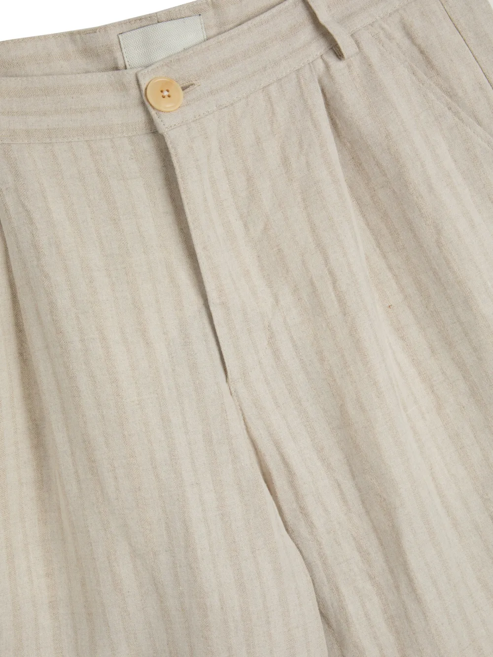Sand Wide-Leg High Waisted Lightweight Cotton-Linen Trousers