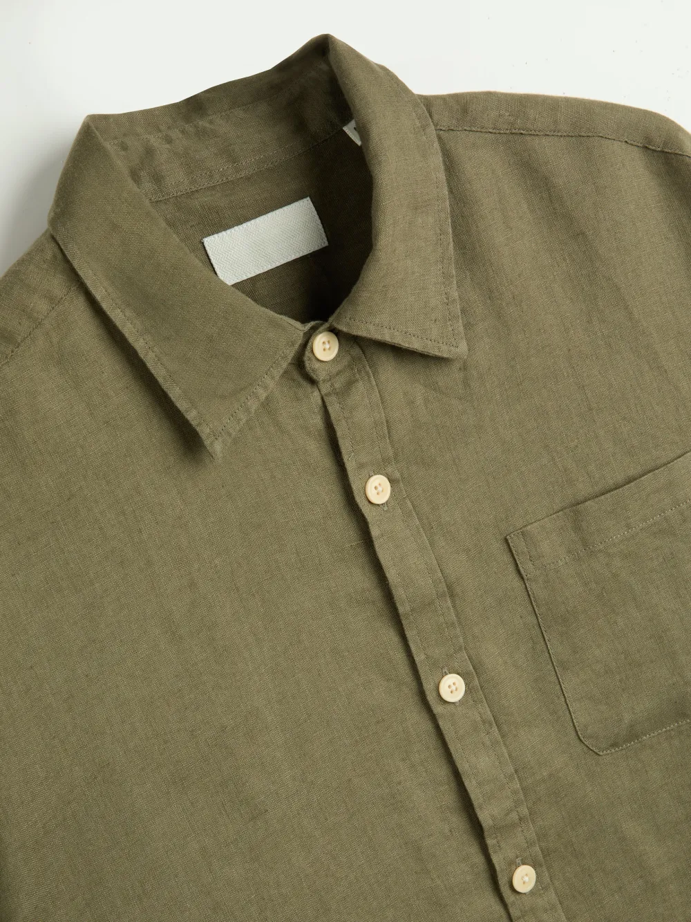 Casual Style Long Sleeve Green Linen Shirt