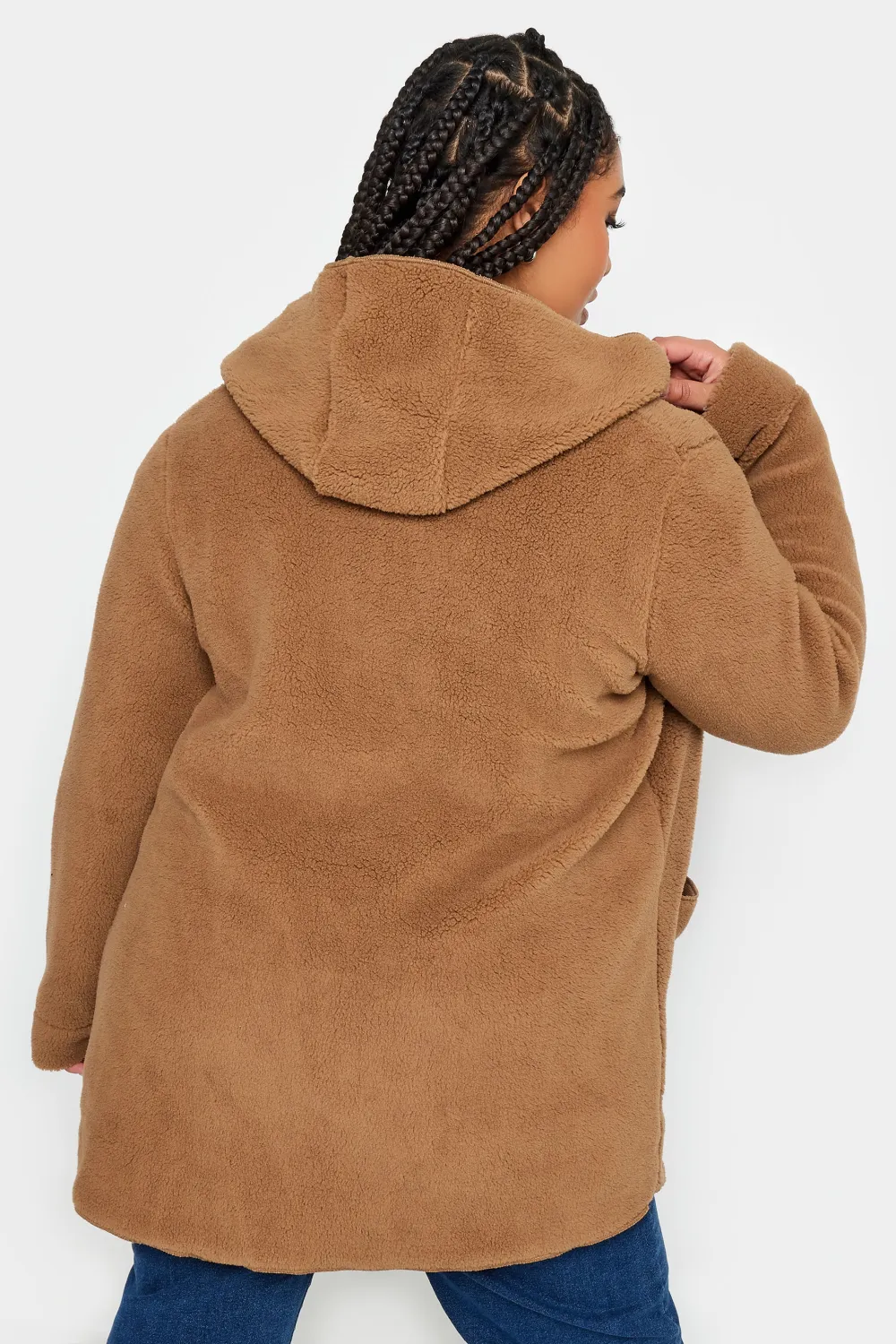 YOURS Curve Brown Teddy Hooded Jacket