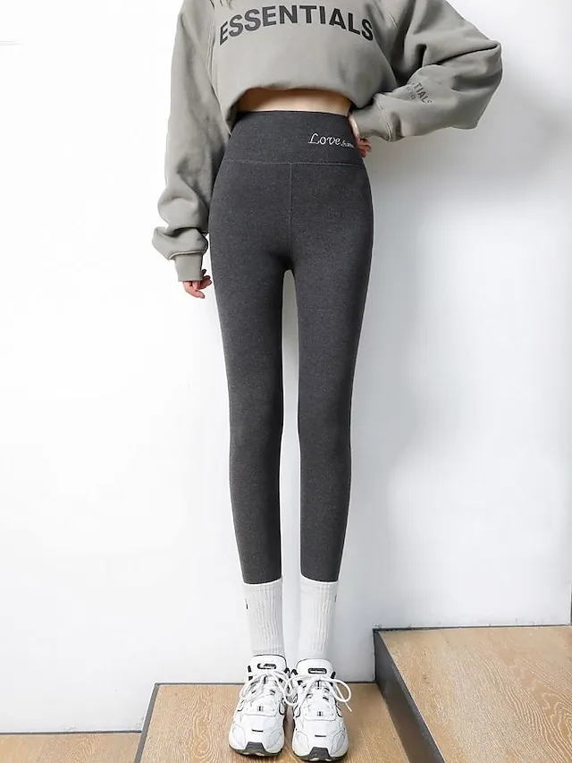 Women‘s Thermal Underwear Pants Nude Purple Pink High Waist Fashion Casual Daily High Elasticity Ankle-Length Thermal Warm Plain M L XL 2XL 3XL / Skinny