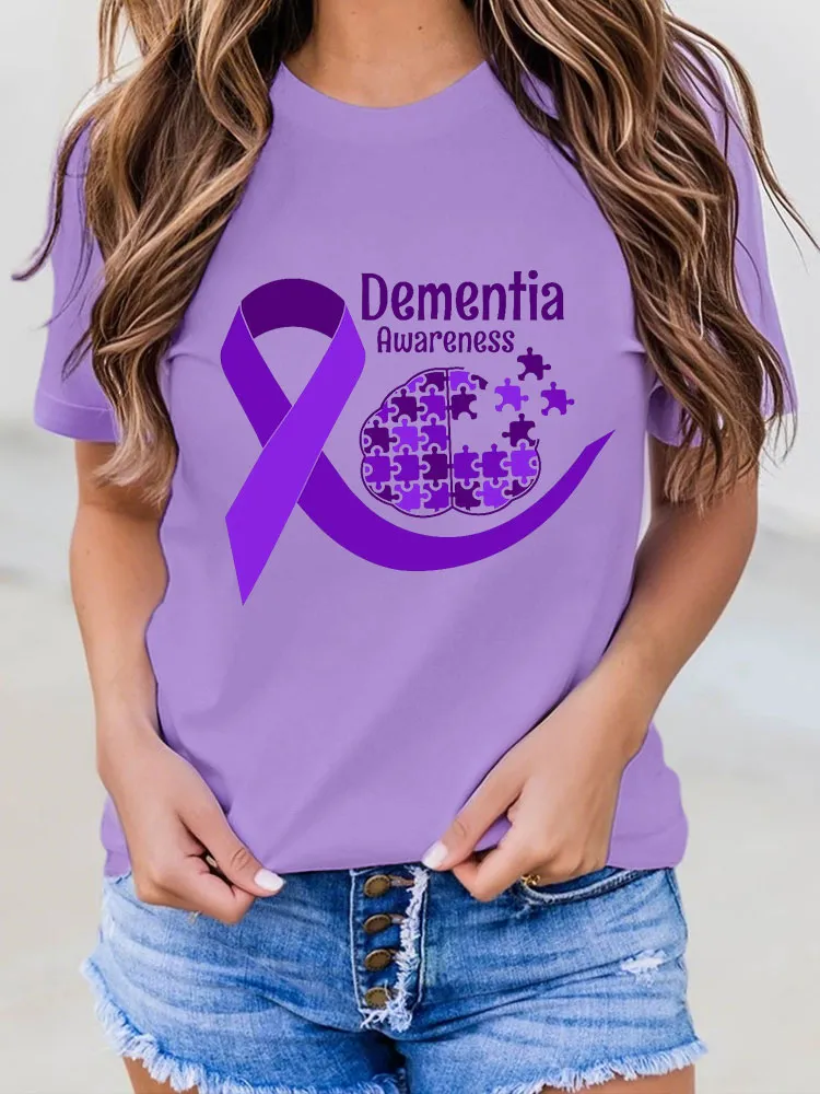 Women's Dementia Doesn't Come With A Manual Dementia Warrior Support Print T-Shirt