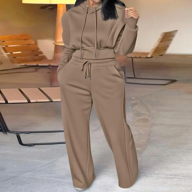 ⏰ LAST DAY PROMOTION | 16 SETS ONLY TODAY!Hooded Long Sleeve Sweatshirt and Casual Wide Leg Sweatpants Set