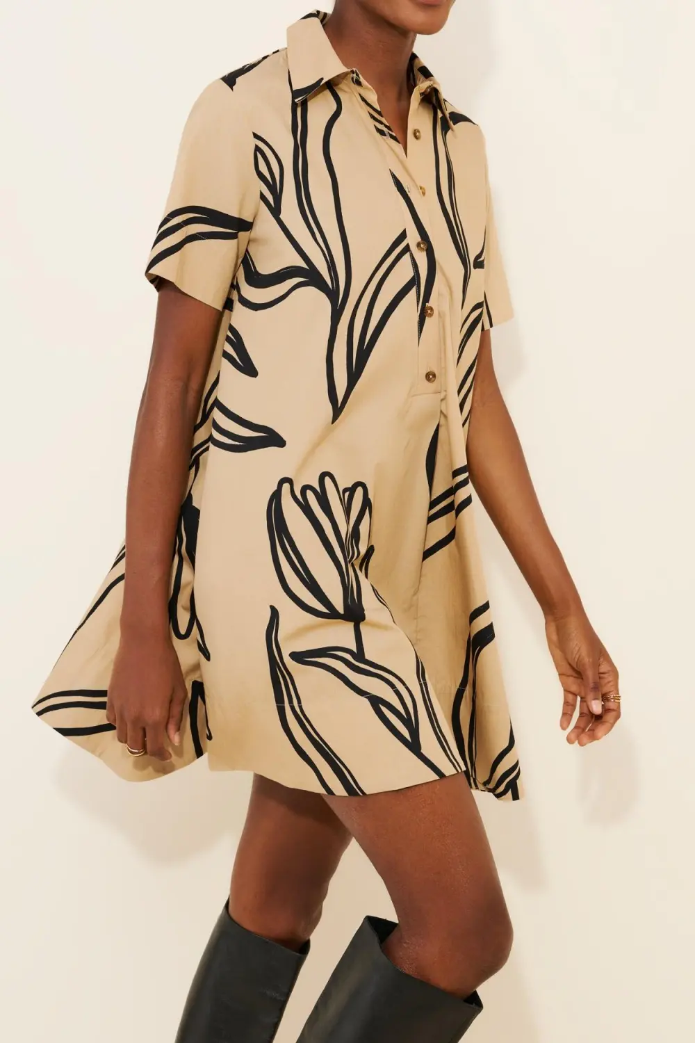 Pollie Short-Sleeve Swing Tunic Mini Dress