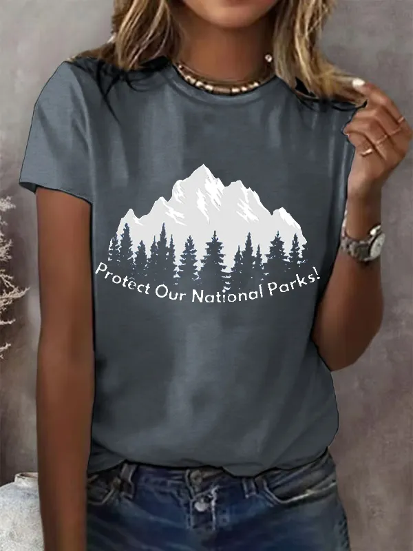 T-Shirt Women Women'S Retro Protect Our National Parks Print T-Shirt Art Print