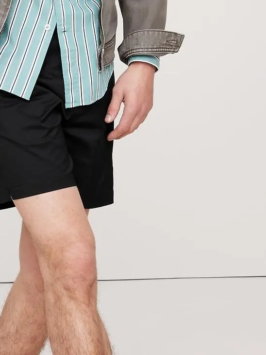 Men's Black Casual Mid-Rise Cotton Shorts
