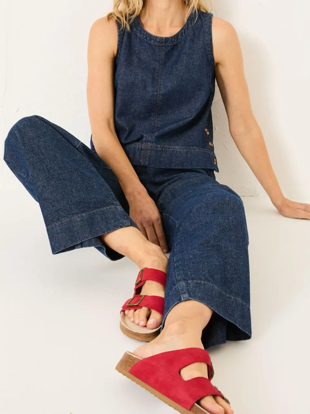 Navy Blue Wide Leg Jeans