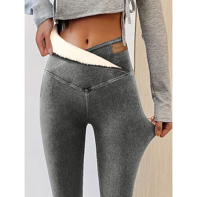 Women‘s High Waist Fleece Lined Leggings Winter Leggings Lounge Athletic Athleisure High Elasticity Thermal Warm Solid Color S 3XL Winter